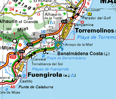 Benalmadena znajduje si ok. 12 km na zachd od Malagi